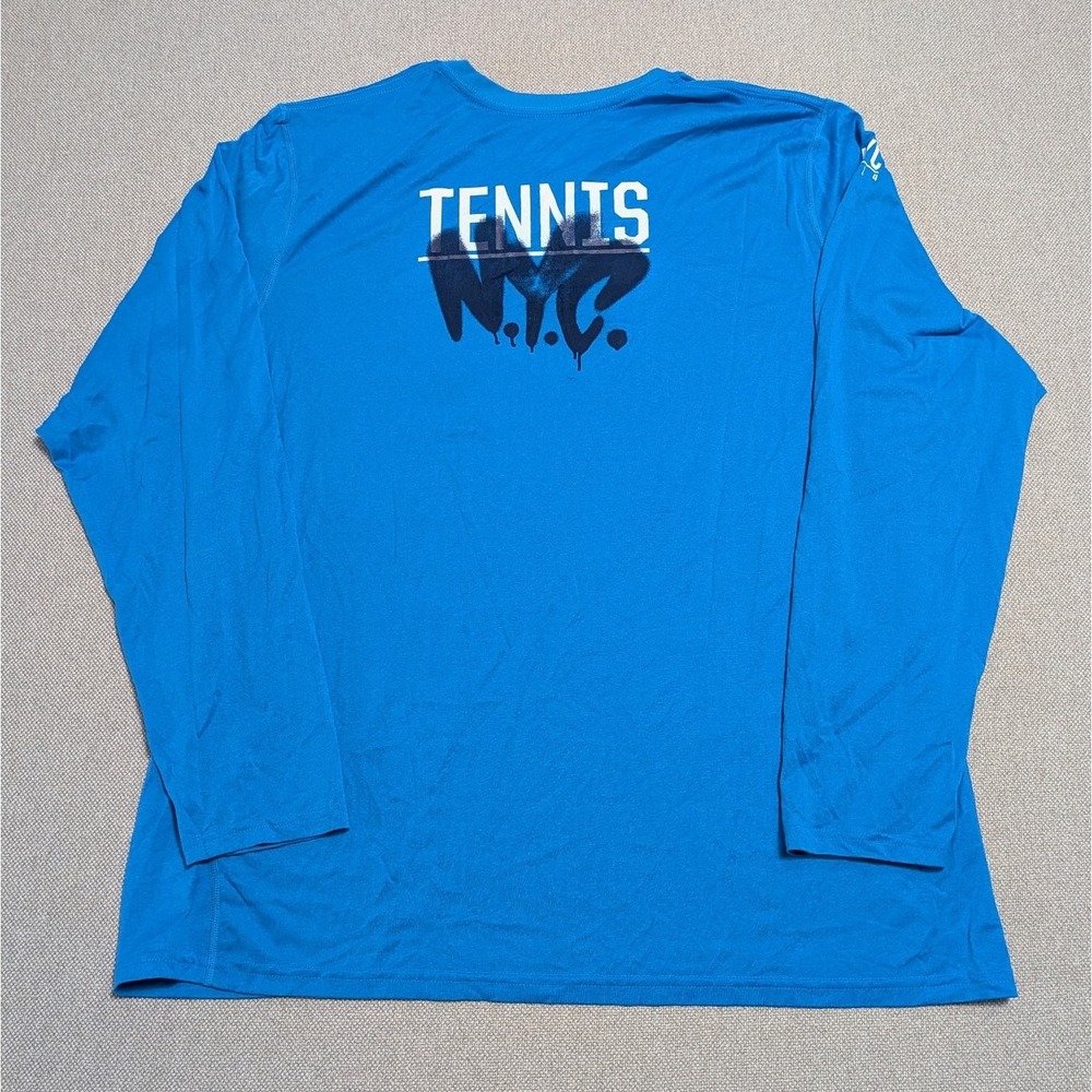 Nike Men's Activewear Shirt Blue XXL DRI-FIT Long Sleeve Tennis NYC